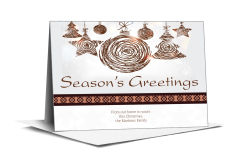 Christmas Metallic Season's Greetings Ornaments Card 7.875